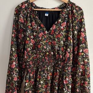 Old Navy Holiday Floral Long Sleeve Dress L